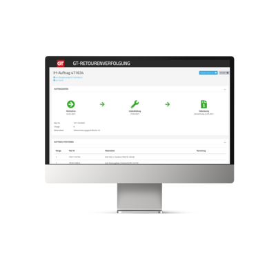 Ansicht GT Internes Serviceportal Retourenverfolgung