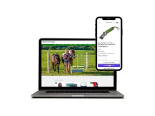 Screen MockUp des Übermasser Online Shops auf Laptop und Smartphone