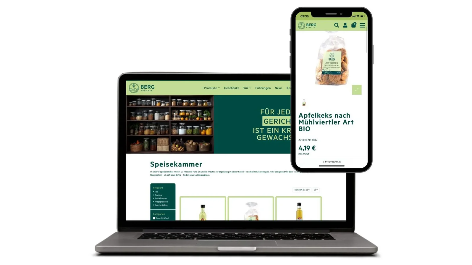 Mockup Bergkräuter Online Shop